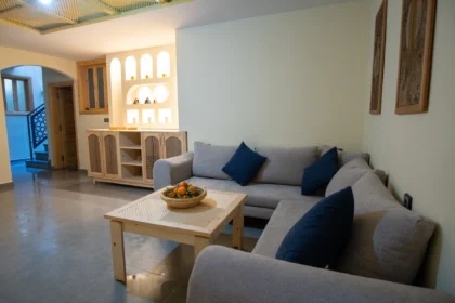 Shared living room Shared living room at Desert Point Surf House